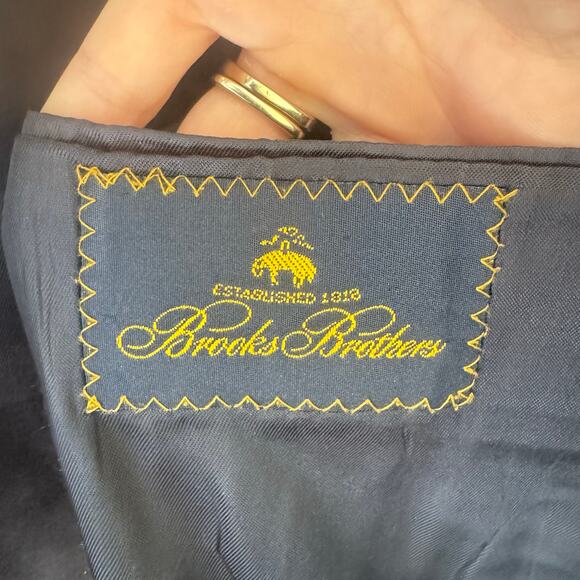 Vintage Brooks Brothers Men’s 40R Worsted Wool Blazer Black Pinstripe USA Made - Picture 8 of 9